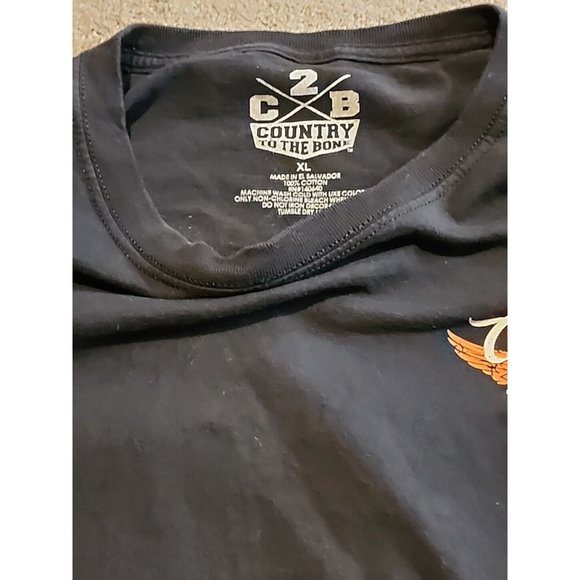 C2B Men Size XL 2-SIDE PRINT T-Shirt Country To The Bone Motorcycle Angle Wings - Picture 7 of 10